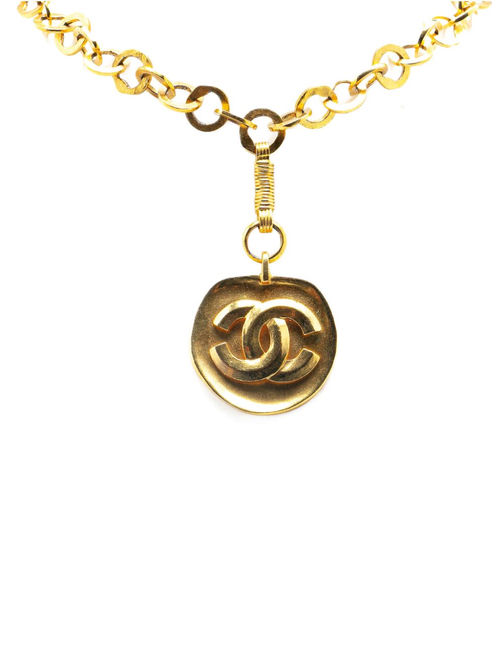 1996 Gold Plated CC Pendant Necklace costume necklace