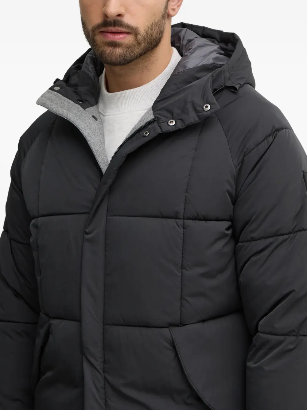 Liu •jo Hooded Quilted Coat In Black