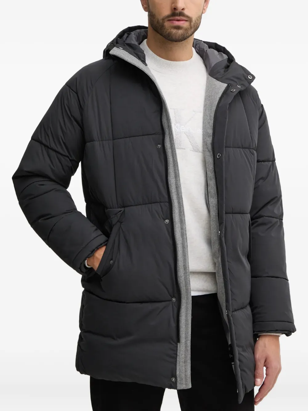 Liu •jo Hooded Quilted Coat In Black