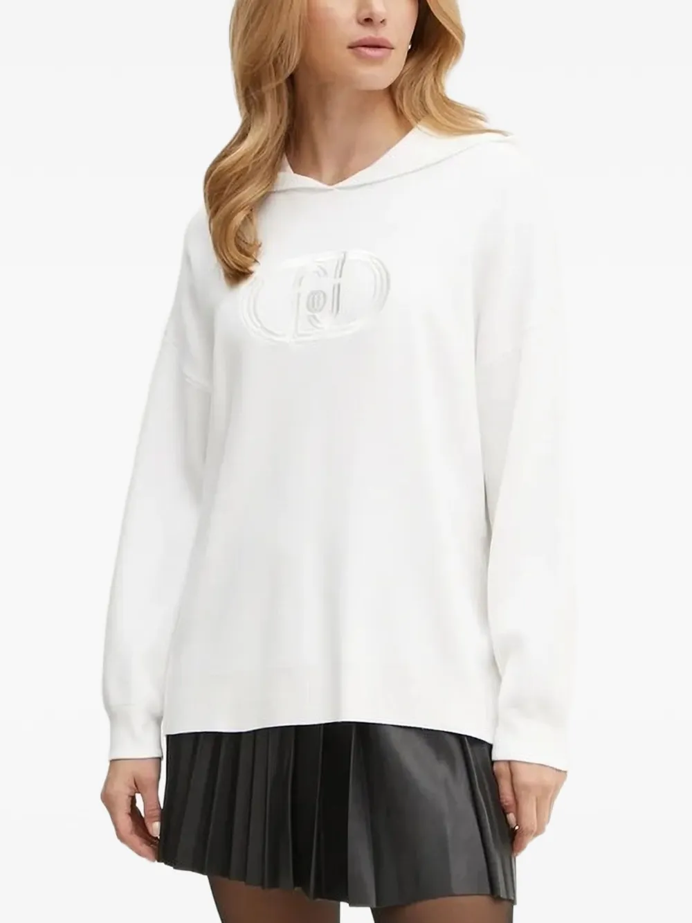 LIU JO logo-embroidered hoodie Wit