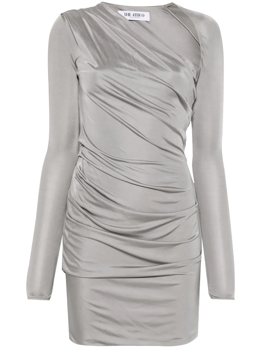 Attico Draped Grey Mini Dress In Grey