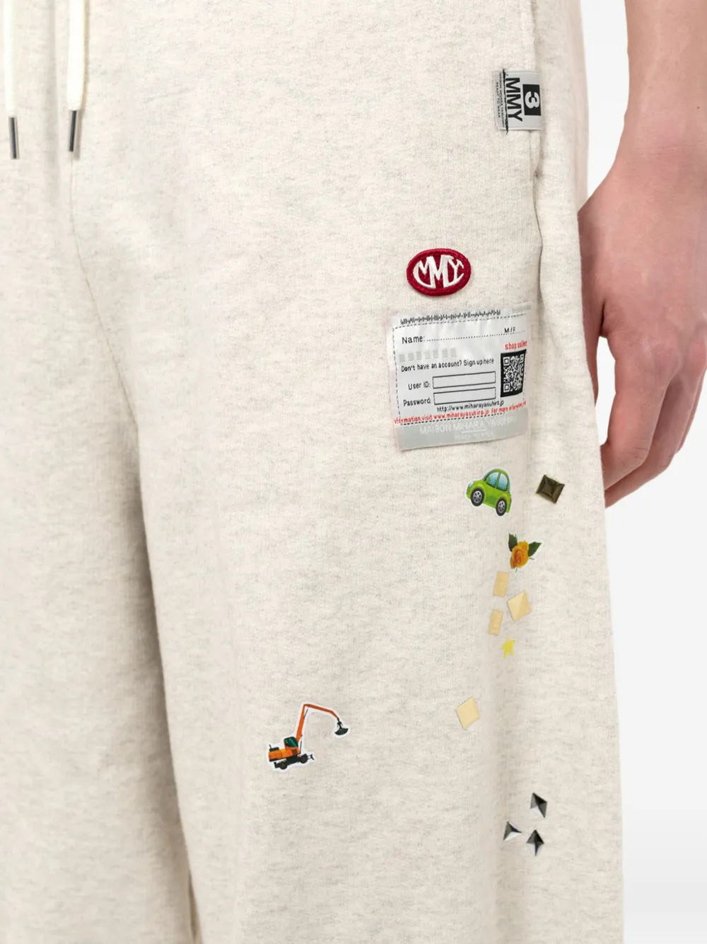 Miharayasuhiro Sticker Graphic-print Track Pants In White
