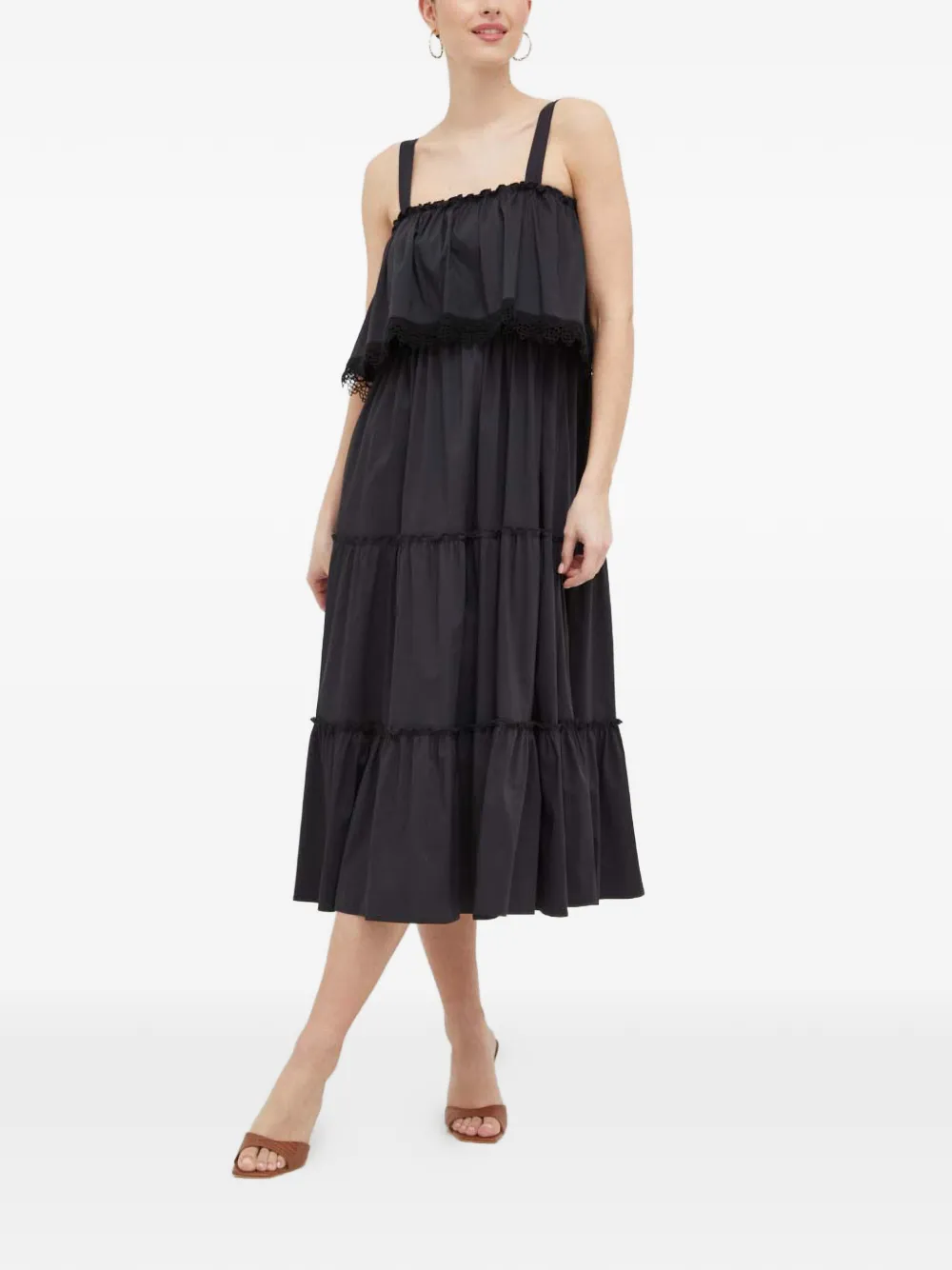 ruffled midi dress