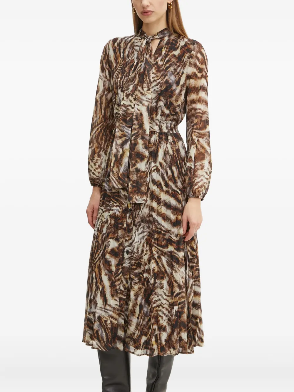 LIU JO vestido midi con animal print | marrón | Image 1