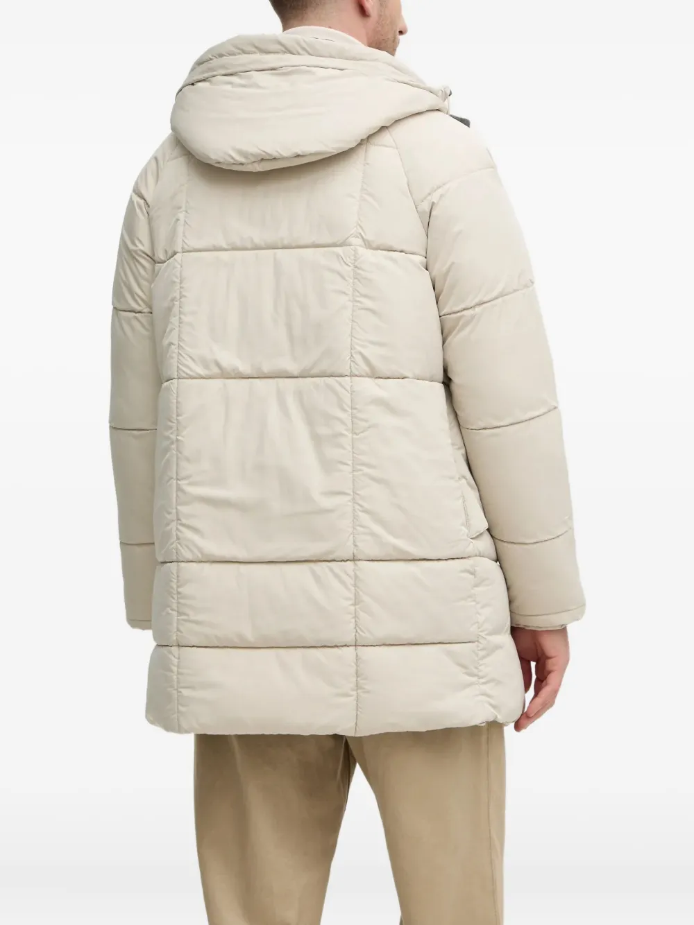 Liu •jo Hooded Quilted Coat In Neutral