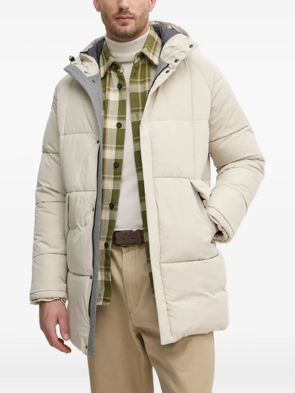 Liu •jo Hooded Quilted Coat In Neutral