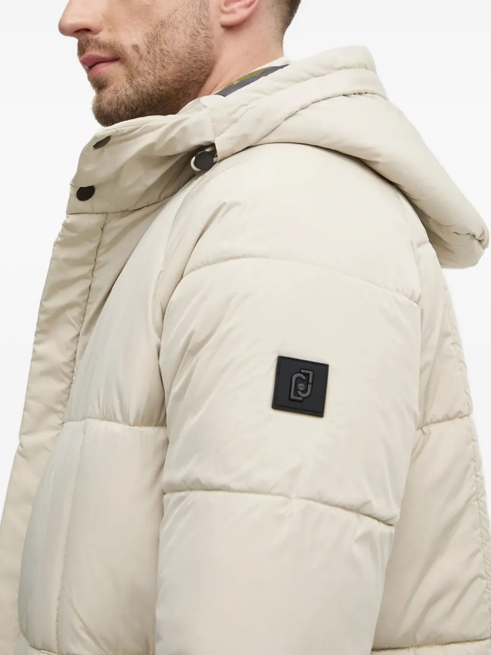 Liu •jo Hooded Quilted Coat In Neutral