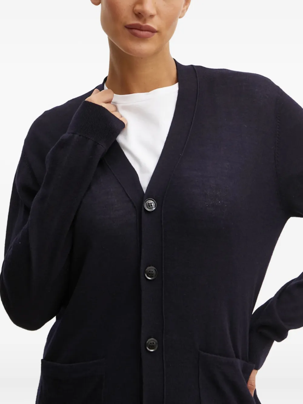 Liu •jo Button Pocket Cardigan In Blue