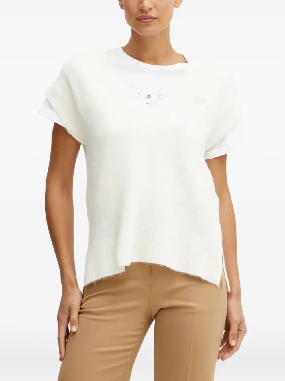 LIU JO V-neck vest - ホワイト LIU JO V-neck vest - ホワイト