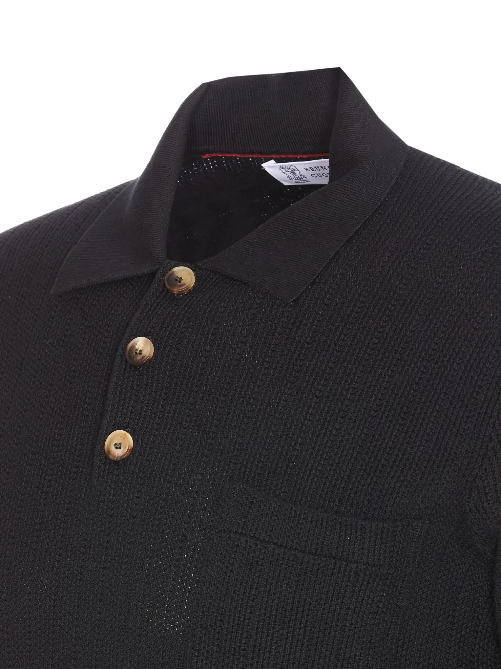 Brunello Cucinelli Ribgebreid poloshirt Zwart