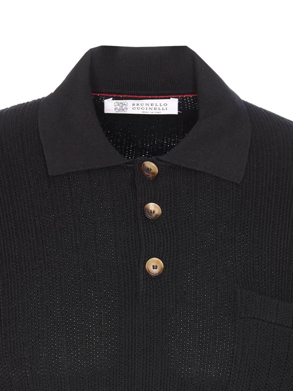 Brunello Cucinelli Ribgebreid poloshirt Zwart