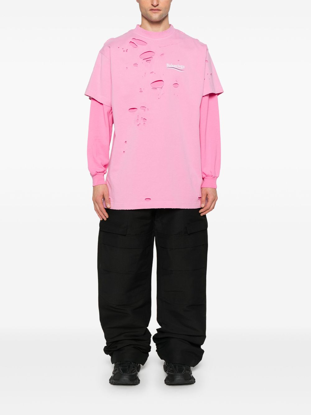 Balenciaga Gerafeld gelaagd T-shirt - Roze