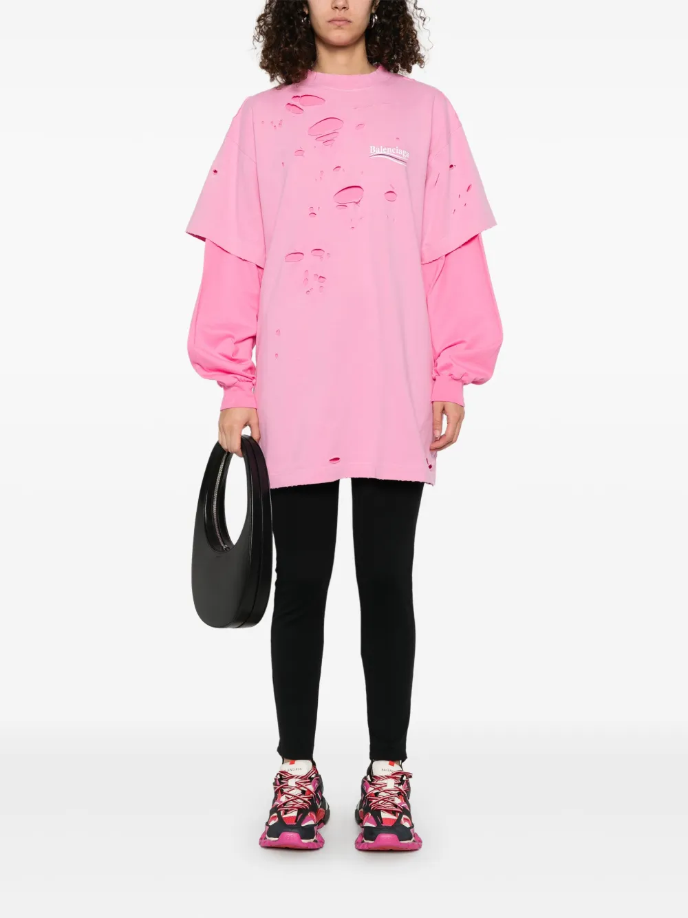 Balenciaga Gerafeld gelaagd T-shirt Roze
