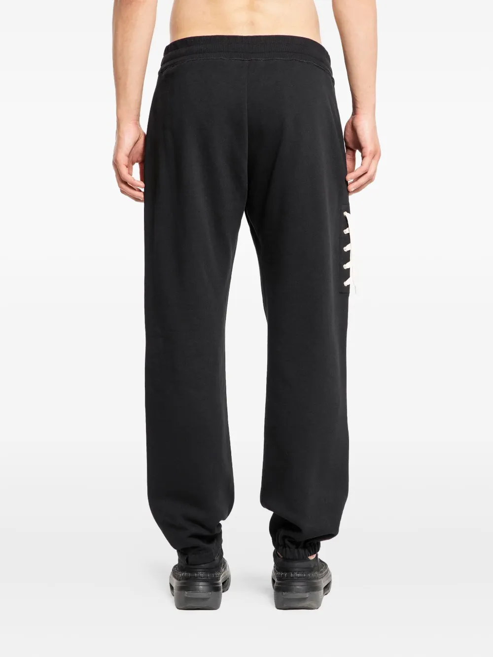 Craig Green Black Cotton Sweatpants With Cream Lace Detail In Black