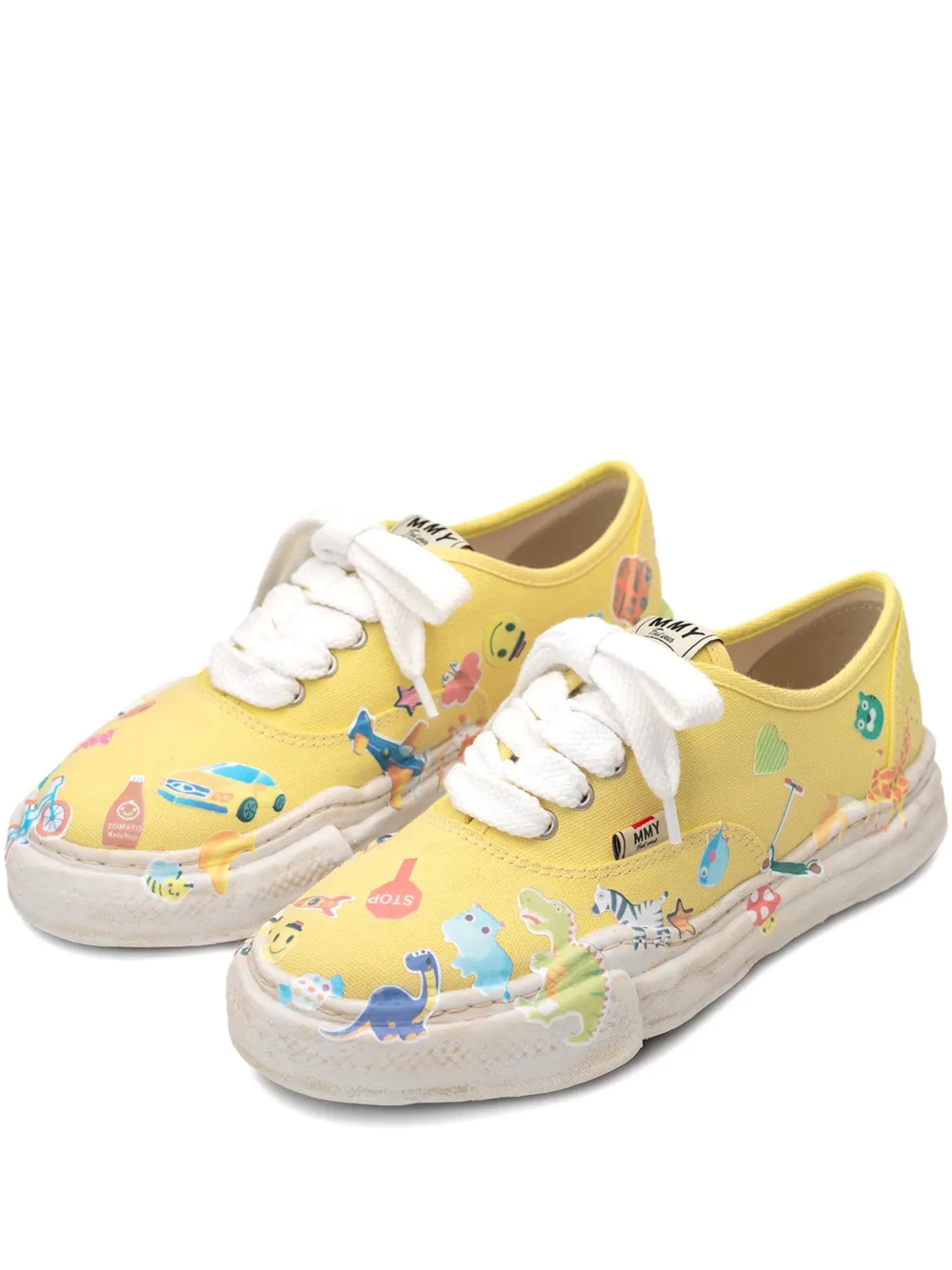 Maison MIHARA YASUHIRO Baker low-top sneakers met print Geel