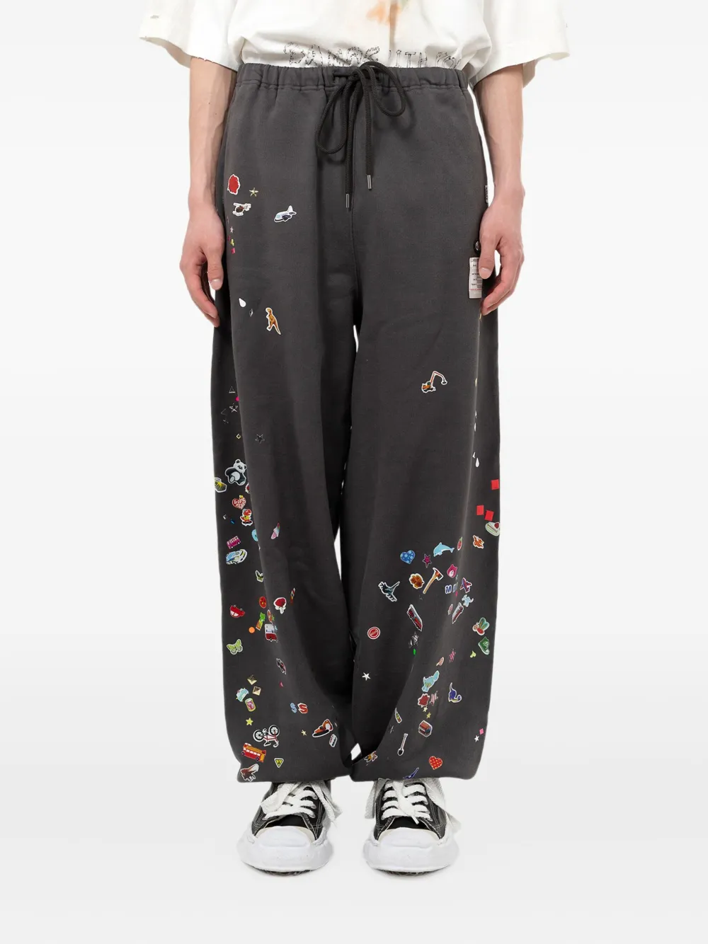 Maison MIHARA YASUHIRO Joggingbroek met borduurwerk - Zwart