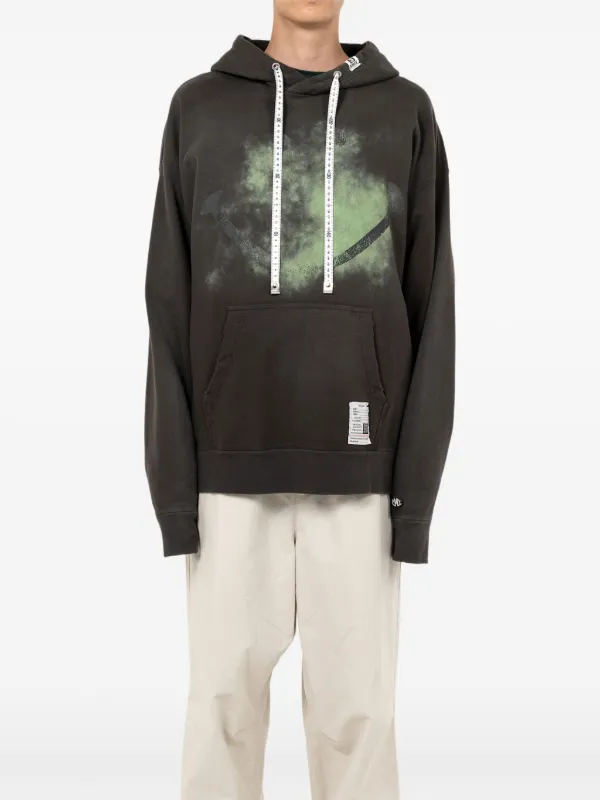 Maison MIHARA YASUHIRO Smiely face-print Distressed Hoodie | Black
