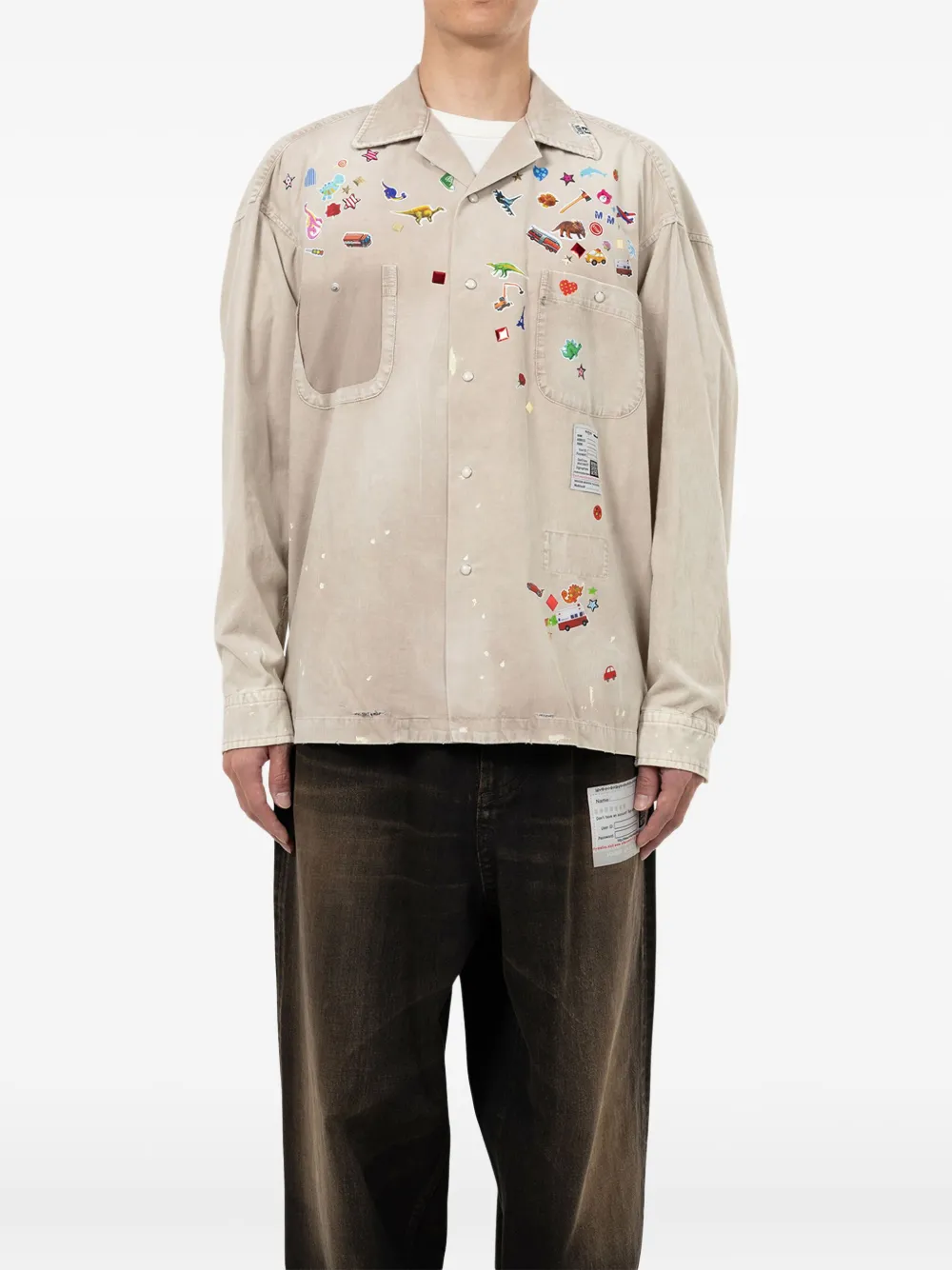 Maison MIHARA YASUHIRO Overhemd met patch Beige