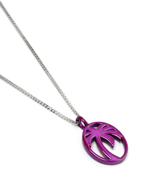 【関税込み】Palm Angels シルバー Oval Palm ネックレス Silver Oval Palm Necklace by Palm Angels on Sale