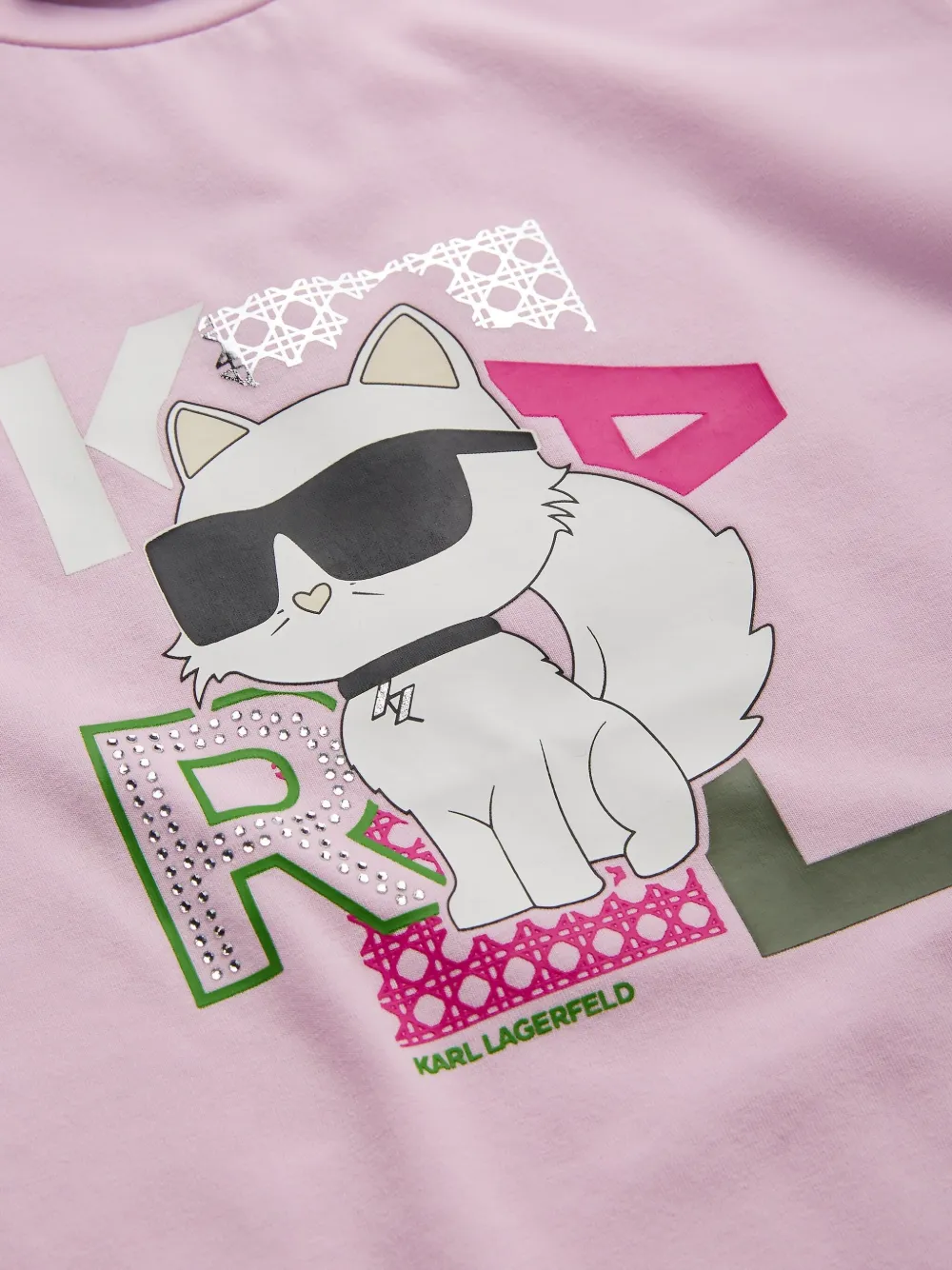 Karl Lagerfeld Kids Ikon Choupette T-shirt Roze