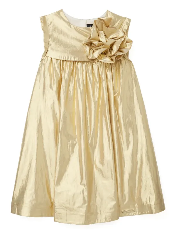 Karl Lagerfeld Kids floral-appliqu Dress | Gold | FARFETCH