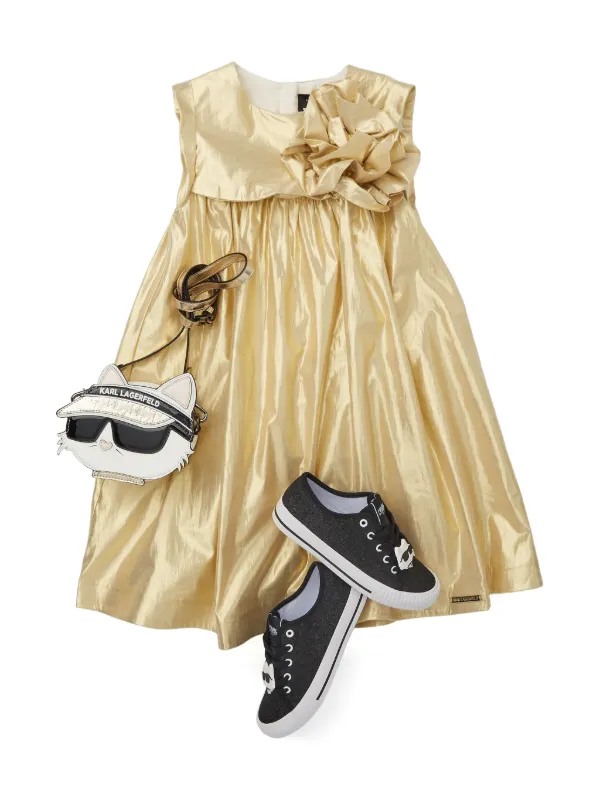 karl lagerfeld gold dress Karl Lagerfeld for Chloe 1981 Black & Liquid Gold Dress main image 0