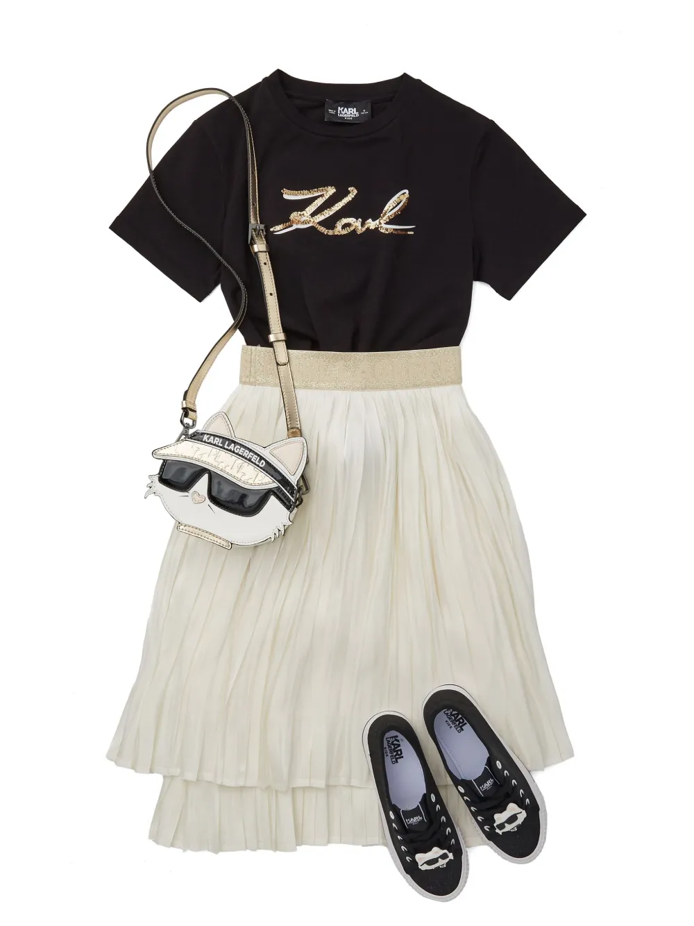 Karl Lagerfeld Kids Signature T-shirt met korte mouwen Zwart
