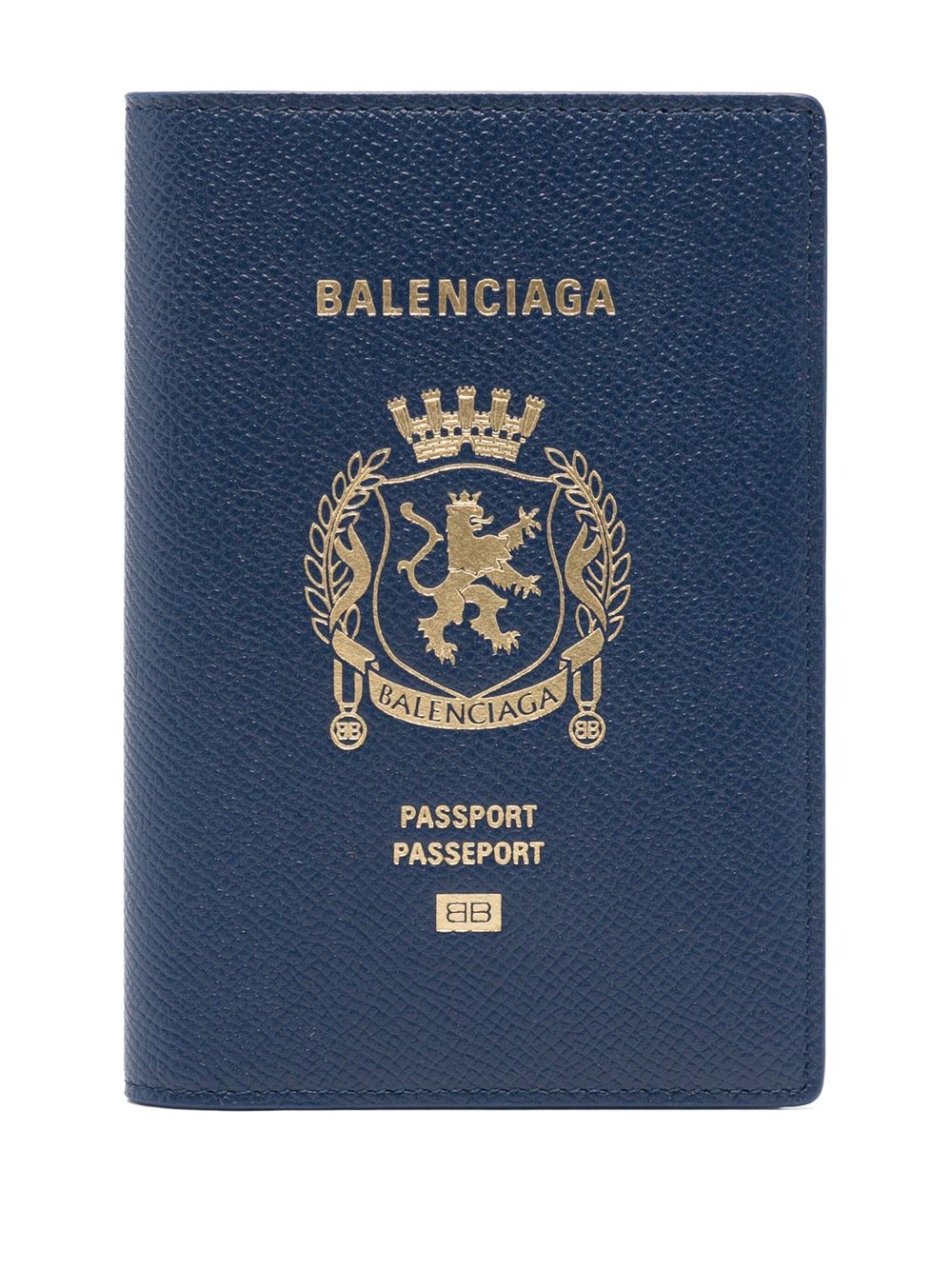 Balenciaga logo-stamp passport holder - Blue