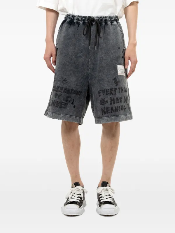 ばらまくちゃー Maison MIHARA YASUHIRO bleached-effect Shorts | Black | FARFETCH