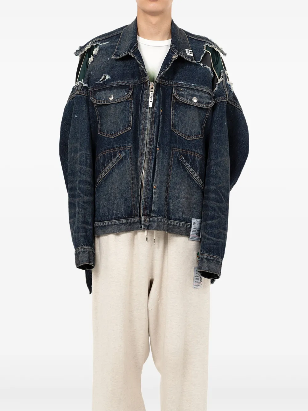 Maison MIHARA YASUHIRO Gelaagd denim jack - Blauw