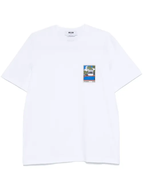T-shirt à détail de patch - MSGM - Modalova