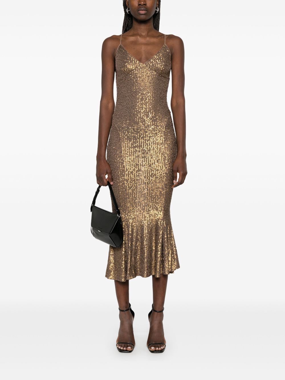 Norma Kamali Fishtail midi-jurk - Bruin