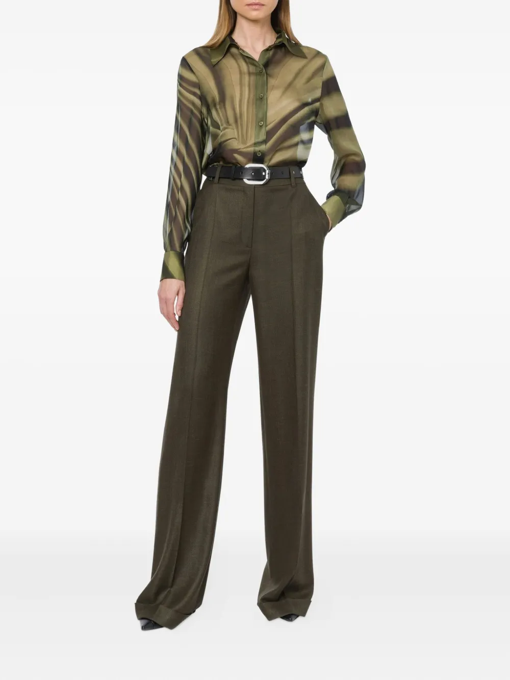Alberta Ferretti swirl-print silk shirt - Groen