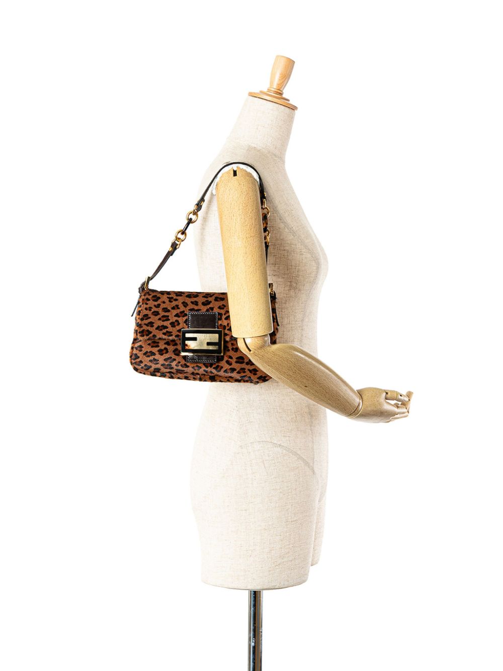 Fendi Pre-Owned 2000-2010 Leopard Print Pony Hair Chain shoulder bag - Bruin