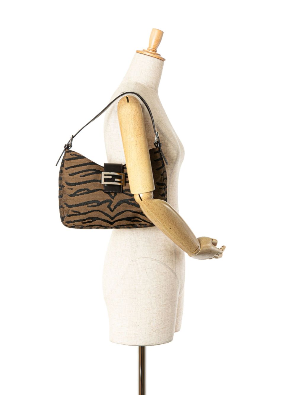 Fendi Pre-Owned 2000-2010 Zebra Print Canvas shoulder bag - Bruin