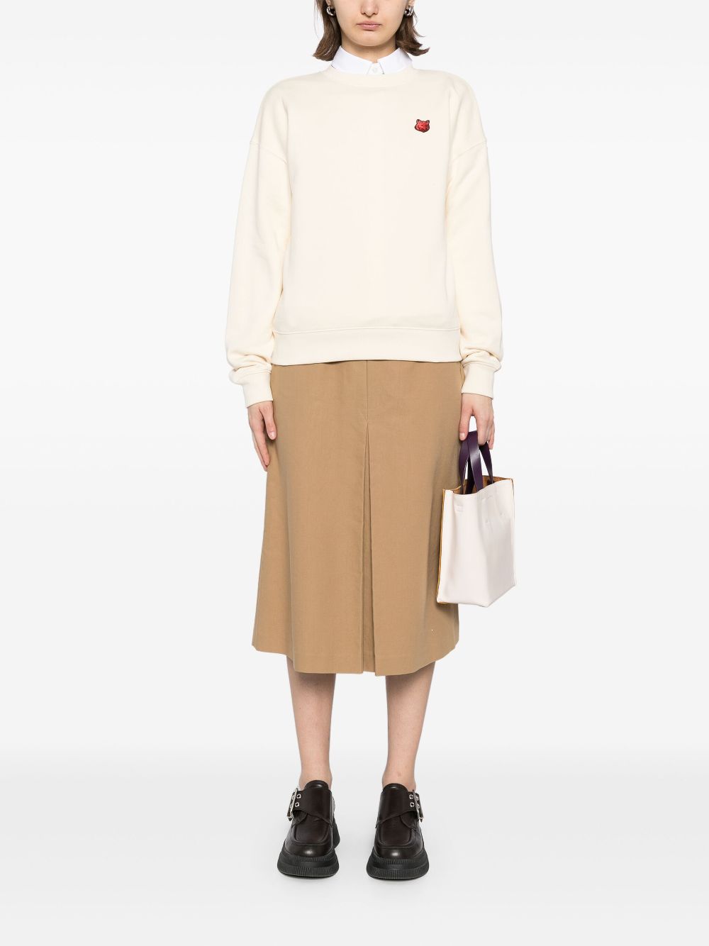 Maison Kitsuné Sweater met vossen-patch - Beige