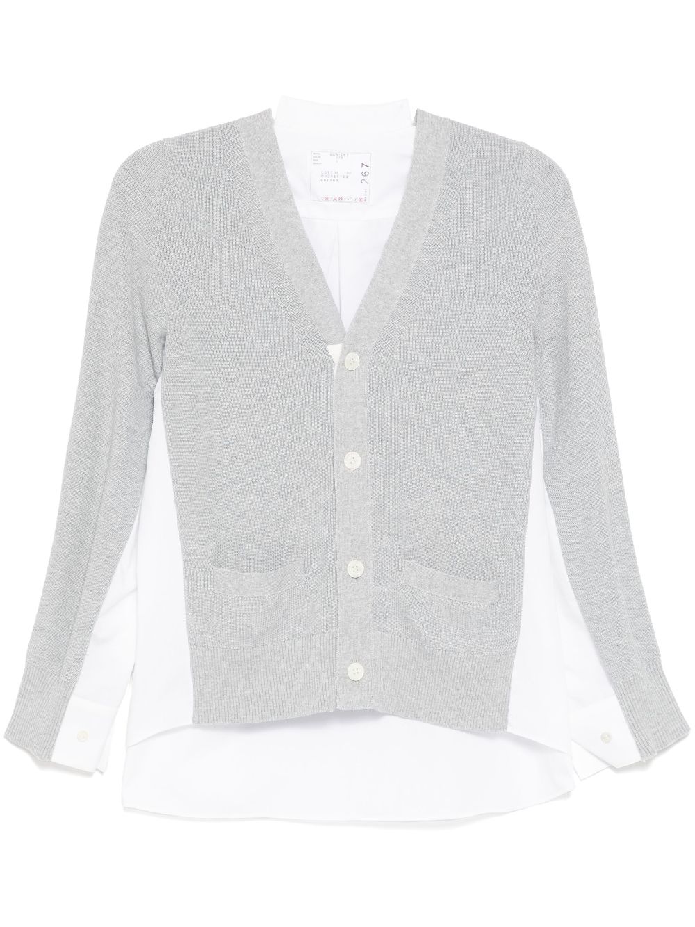 sacai panelled-design cardigan - Grey