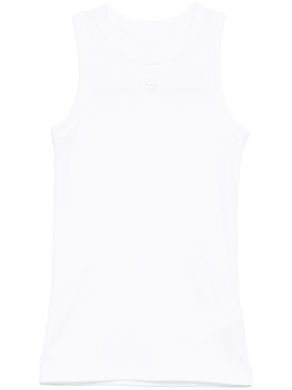 sacai embroidered-logo tank top - White