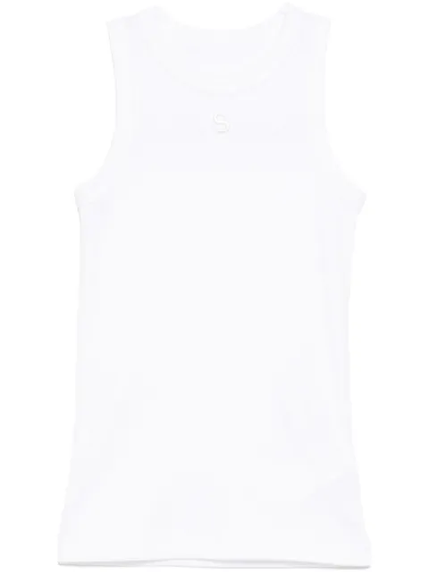 sacai embroidered-logo tank top