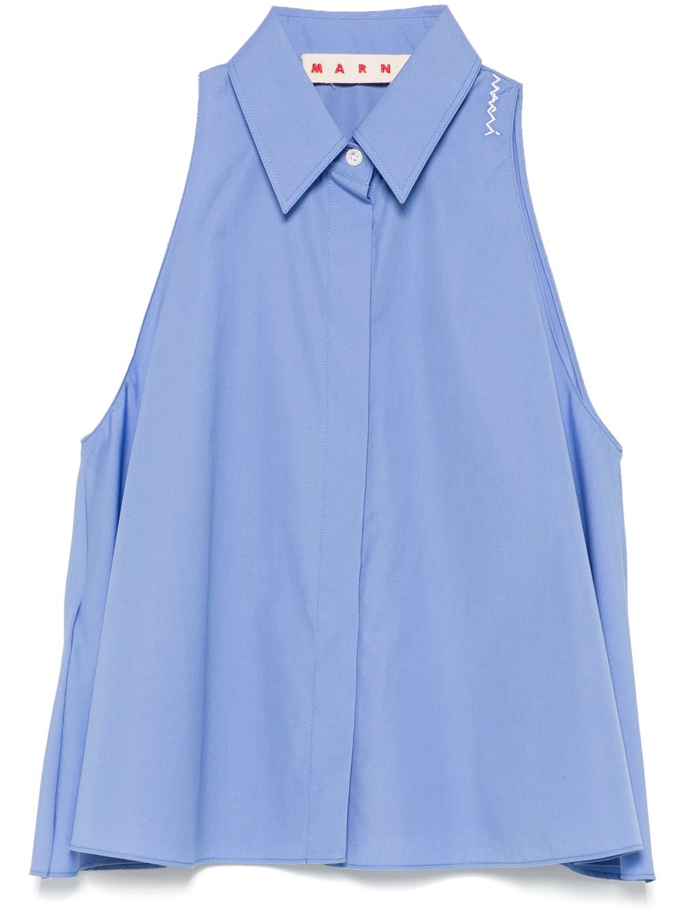 Marni flared cotton blouse - Blue