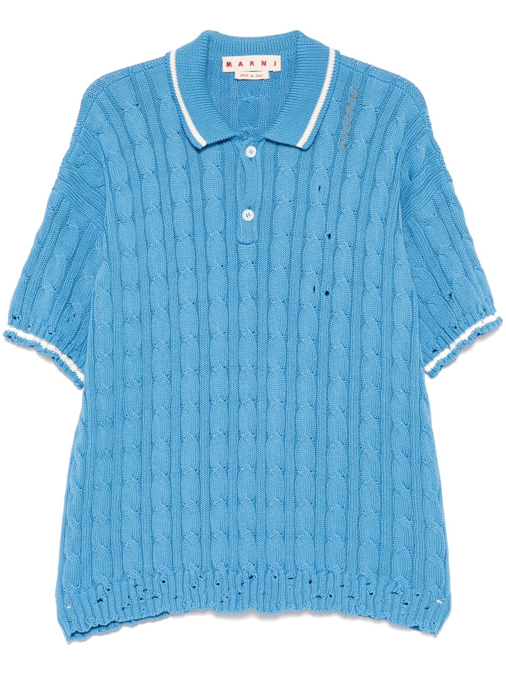 Marni cable-knit polo shirt - Blue