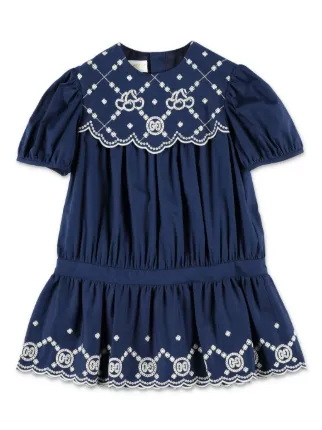 Gucci Kids エンブロイダリー ワンピース | ブルー | FARFETCH JP