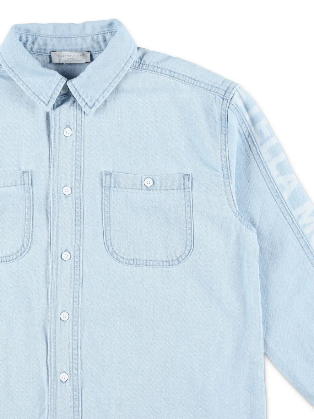 Stella McCartney Kids Spijkershirt met logoprint Blauw