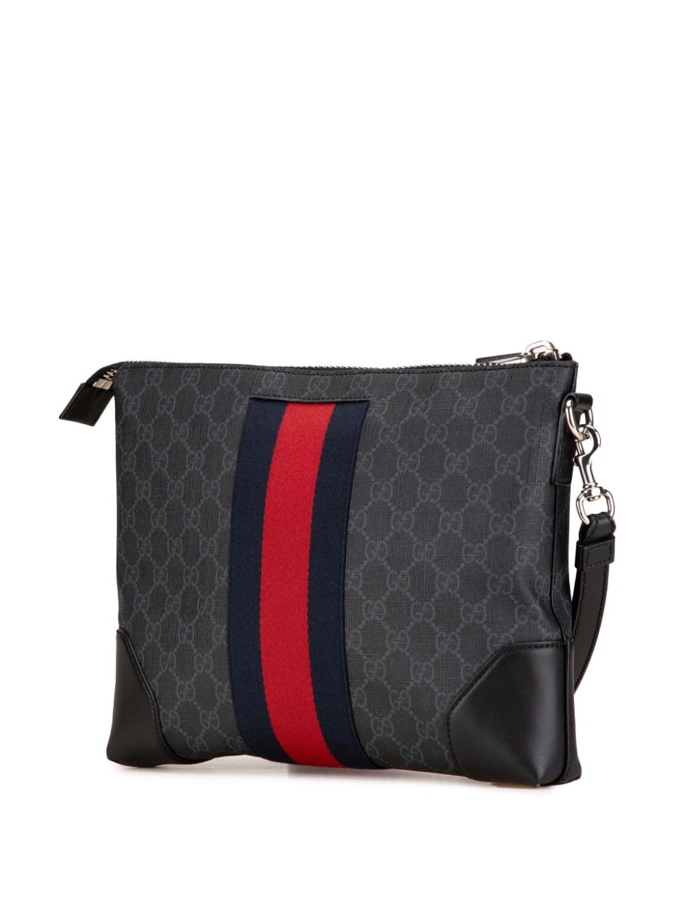 Pre-owned Gucci 2016-2024 Gg Supreme Web Clutch Bag In 黑色