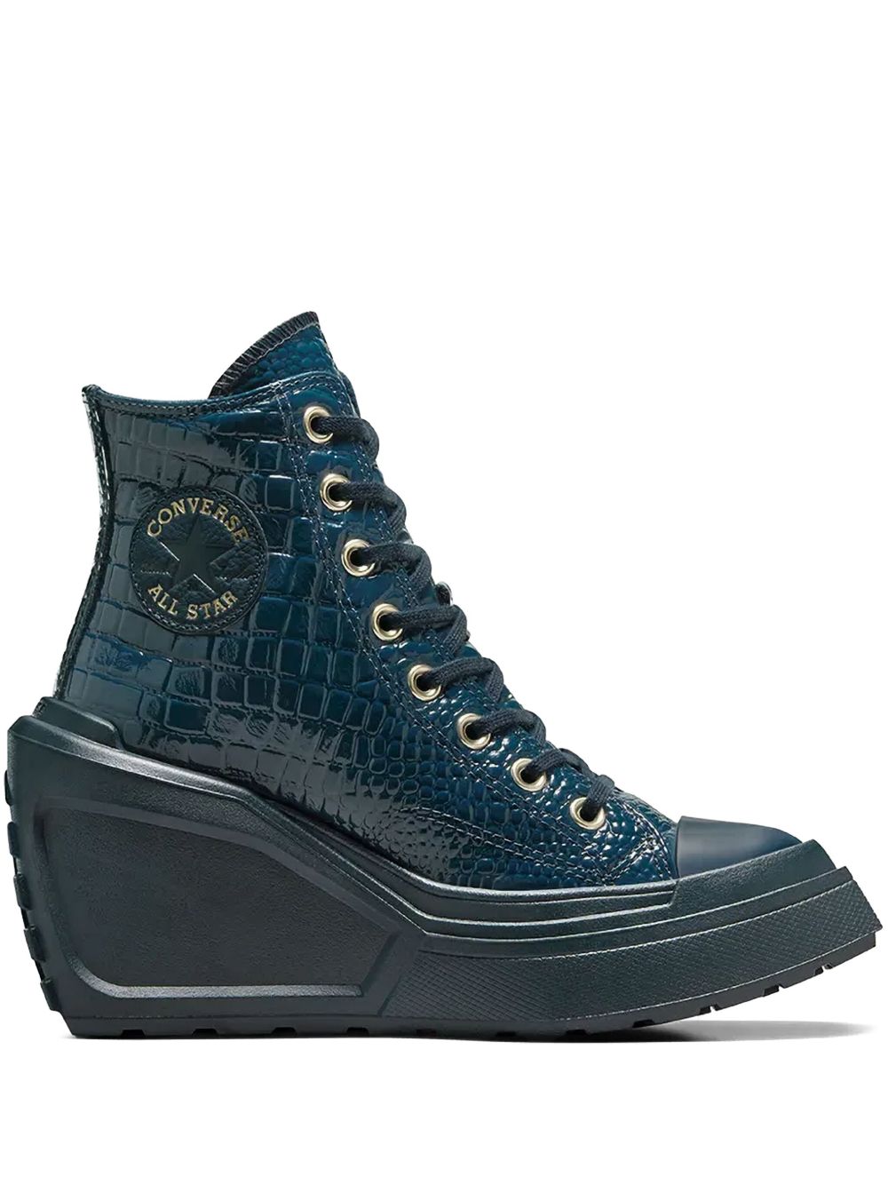 Converse Chuck 70 De Luxe Wedge leren sneakers met plateauzool Blauw