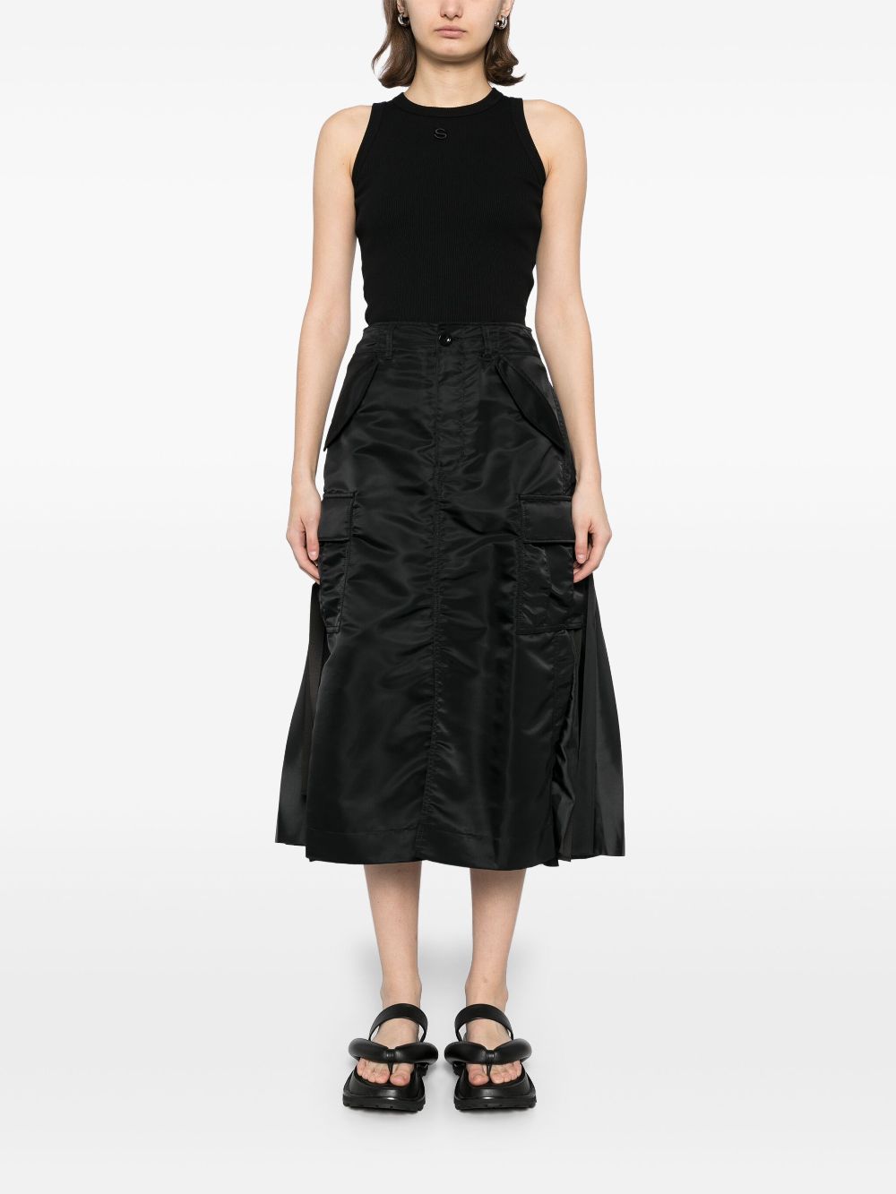 sacai panelled-design skirt - Black