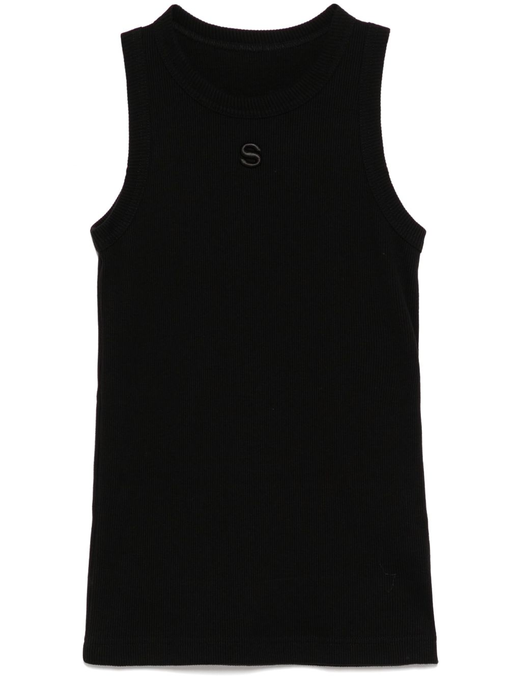 sacai embroidered-logo tank top - Black