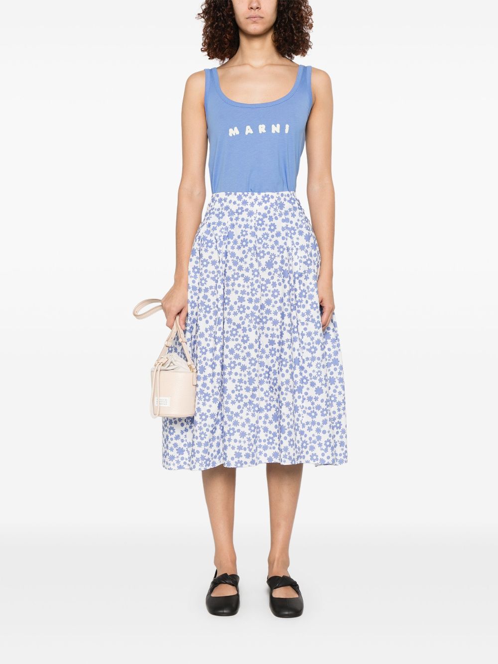 Marni logo-print tank top - Blue