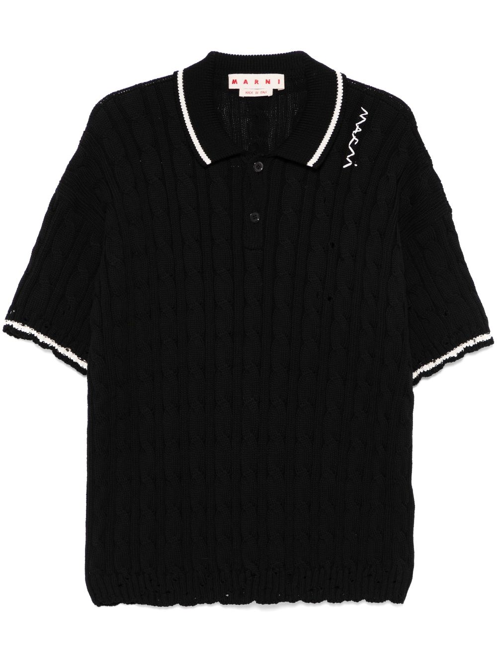 Marni cable-knit polo shirt – Black