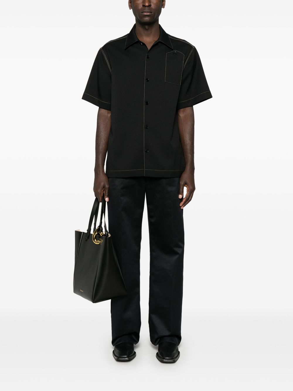 Jil Sander Gabardine overhemd - Zwart